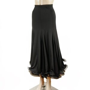 Vintage 90s Y2K Avante Garde Black Ruffle Tulle Lined High Waist Maxi Skirt